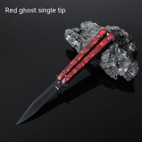 Butterfly Comb Folding Training Knife Stainless Steel Swing Knife (Option: Red Ghost-Single pointed)