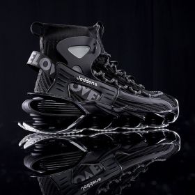 Men's Shoes Thick-soled Height Increase Shoes Men's Trendy Basketball Sneakers (Option: Black-46)