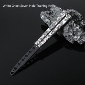 Butterfly Comb Folding Training Knife Stainless Steel Swing Knife (Option: White Ghost-Seven hole training knife)