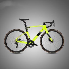 Fully Hidden Carbon Fiber Disc Brake Road Car Variable Speed Sports Racing (Option: Fluorine yellow-54cm)
