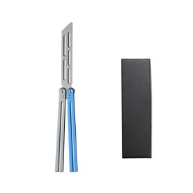 Butterfly Hand-shaking Knife Aluminum Handle Outdoor Training Knife (Option: D7 Silver Blue)