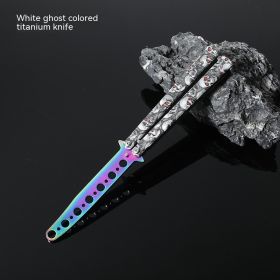 Butterfly Comb Folding Training Knife Stainless Steel Swing Knife (Option: White Ghost-Colored titanium knife)