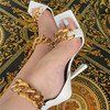 Large Size Women's Shoes 36-43 European And American Trend Word Square Toe Stiletto Sandals Women (Option: White-43)