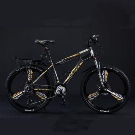 Variable Speed Shock Absorption Mountain Bike (Option: Black gold-Three knife wheel-24inches24speed)