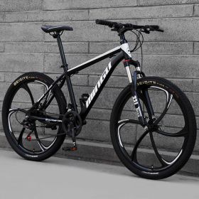 Mountain Bike Bicycle 24 26 Inch Disc Brake Shock Absorption Bicycle Men's And Women's Variable Speed Bicycle (Option: Six cuts black-24speed)
