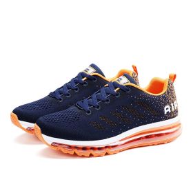 Spring Men's And Women's Shoes Fly Woven Upper Casual (Option: Blue orange-35)