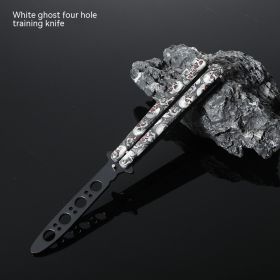 Butterfly Comb Folding Training Knife Stainless Steel Swing Knife (Option: White Ghost-Four hole training knife)