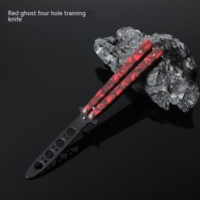 Butterfly Comb Folding Training Knife Stainless Steel Swing Knife (Option: Red Ghost-Four hole training knife)