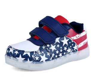 Summer New Children's Light Shoes LED Rechargeable Light-emitting Shoes Boys And Girls (Option: Blue-25)