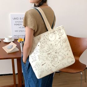Women's Creative Printed High-capacity Crossbody Bag (Option: Kitten Loves To Eat Fish)