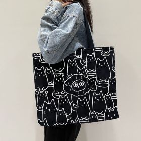 Women's Creative Printed High-capacity Crossbody Bag (Option: Cat Black)