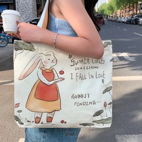Women's Creative Printed High-capacity Crossbody Bag (Option: Moon Rabbit Beige)