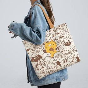 Women's Creative Printed High-capacity Crossbody Bag (Option: Sheep And Cat Beige)