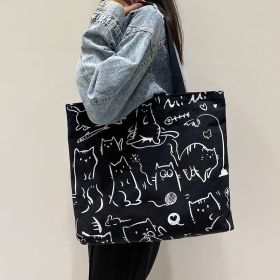 Women's Creative Printed High-capacity Crossbody Bag (Option: MIMI Cat Black)