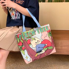 Women's Creative Printed High-capacity Crossbody Bag (Option: Peach Cat)