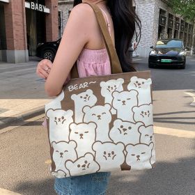 Women's Creative Printed High-capacity Crossbody Bag (Option: Cute Bear Khaki)