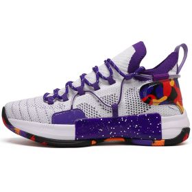 Fashion Breathable Wear-resistant Shock-absorbing Anti-skid Sports Casual Shoes (Option: White purple-39)