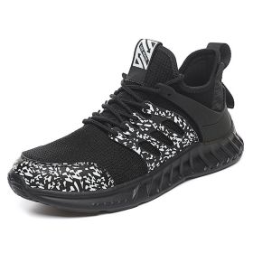 Flying Woven Mesh Sneakers New Outdoor Lightweight Breathable Casual Running Shoes (Option: Black-43)
