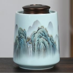 High-end Black Tea Green Tea Universal Ceramic Pot (Option: Distant mountain blue-1000ml)