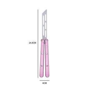 Butterfly Swing Knife Aluminum Handle Folding Outdoor Training Knife (Color: Pink)