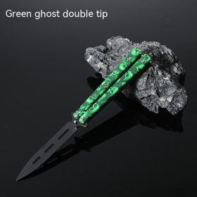 Butterfly Comb Folding Training Knife Stainless Steel Swing Knife (Option: Green Ghost-Double pointed)