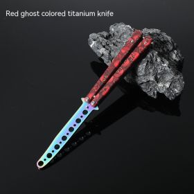 Butterfly Comb Folding Training Knife Stainless Steel Swing Knife (Option: Red Ghost-Colored titanium knife)