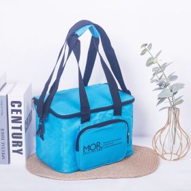 Lunch Box Bag Portable Picnic Bag Multifunctional Double Layer PEVA Waterproof Insulation Freezing Bag (Option: Blue-26X20X15)