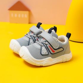 New Male Baby Toddler Shoes Spring And Autumn Breathable (Option: Grey-18.)