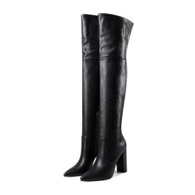 Autumn And Winter Pointed Thick Heel High Heel Over The Knee Boots Women (Option: Black-38)