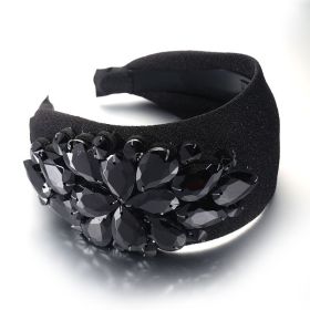 Design Solid Color Diamond-laid Headband Cross-border New Arrival Wide Edge Toothed Non-slip Face Wash Hair Band Headwear For Women (Color: Black)