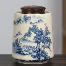 High-end Black Tea Green Tea Universal Ceramic Pot (Option: Blue and white rice-1000ml)