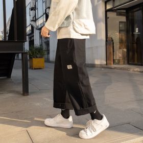New Japanese Casual Solid Color Loose Trousers (Option: Black-5XL)