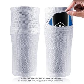 Double-layer Breathable Mesh Football Shin Guard Socks (Option: White-L Adult Free Size)