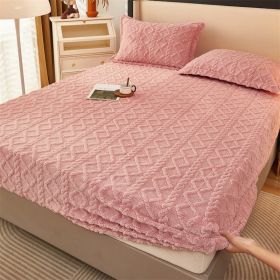 Winter Thermal Flannel Coral Fleece Fitted Sheet Fleece-lined Non-slip Bedspread (Option: Baby Pink-180cm200cm)
