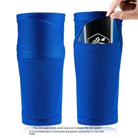 Double-layer Breathable Mesh Football Shin Guard Socks (Option: Dark Blue-L Adult Free Size)