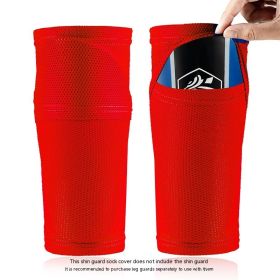 Double-layer Breathable Mesh Football Shin Guard Socks (Option: Red-L Adult Free Size)